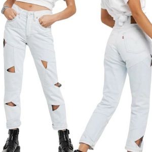 LEVIS 501 original cropped cut out jeans size 27